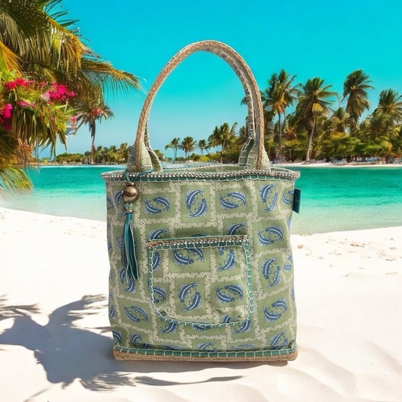 Sigrid Olsen Green Paisley Tote - Picture 1 of 16